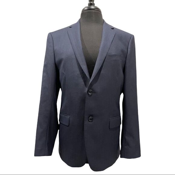 Theory Navy Wool Blend Two-Button Blazer Jacket Size 40R Men’s Suit Coat - Picture 1 of 15